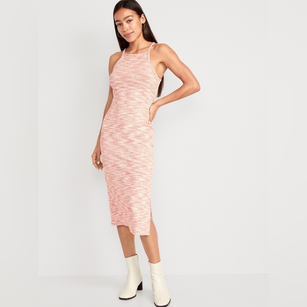 NWT Old Navy Fitted Knit Sleeveless Dress Classic Preppy Midi Sz Small Petite